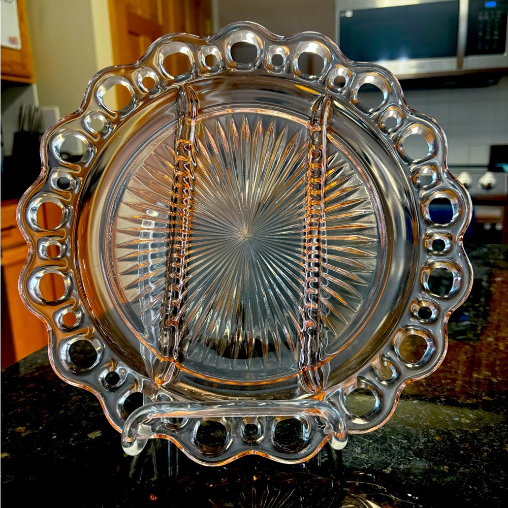 1930’s Pink Depression Glass Plate with Dividers